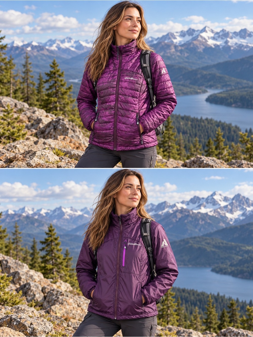 Eddie Bauer First Ascent Reversible Packable Windbreaker Jacket Purple Gorpcore